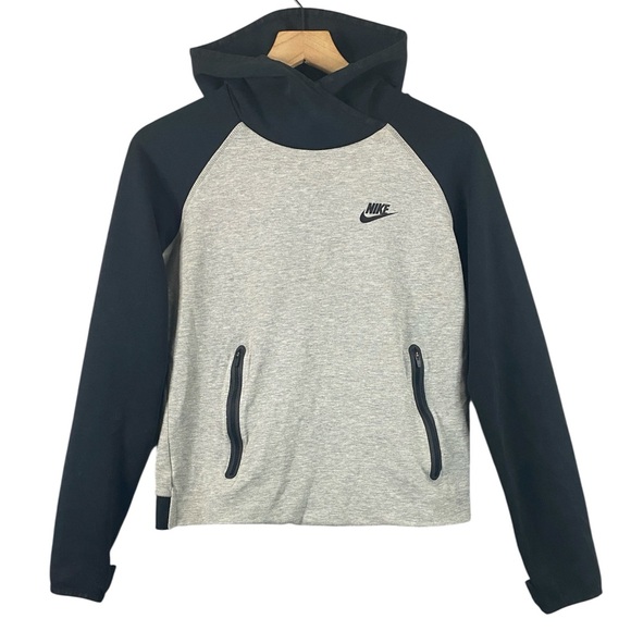 Nike Tops - Women’s Nike Tech Fleece
Funnel Hoodie Pullover Sweatshirt Gray & Black Size M